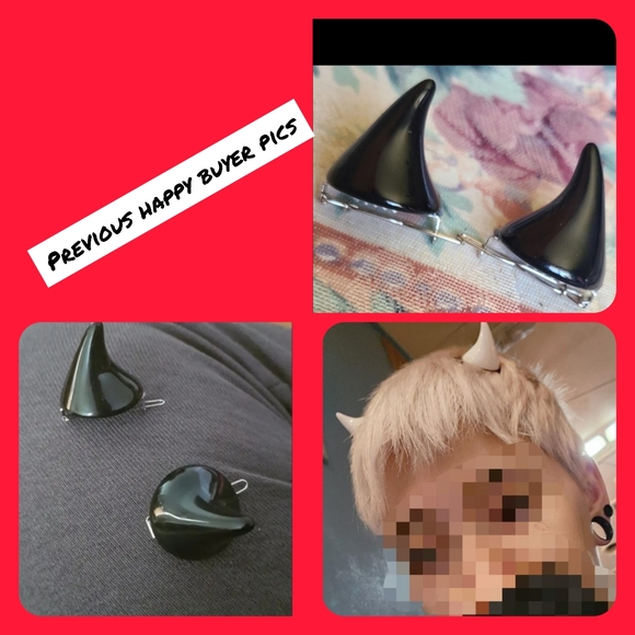 Spice Up Your Look w red devil horn Gothic Cosplay Hair Clips! In red new - Picture 4 of 5